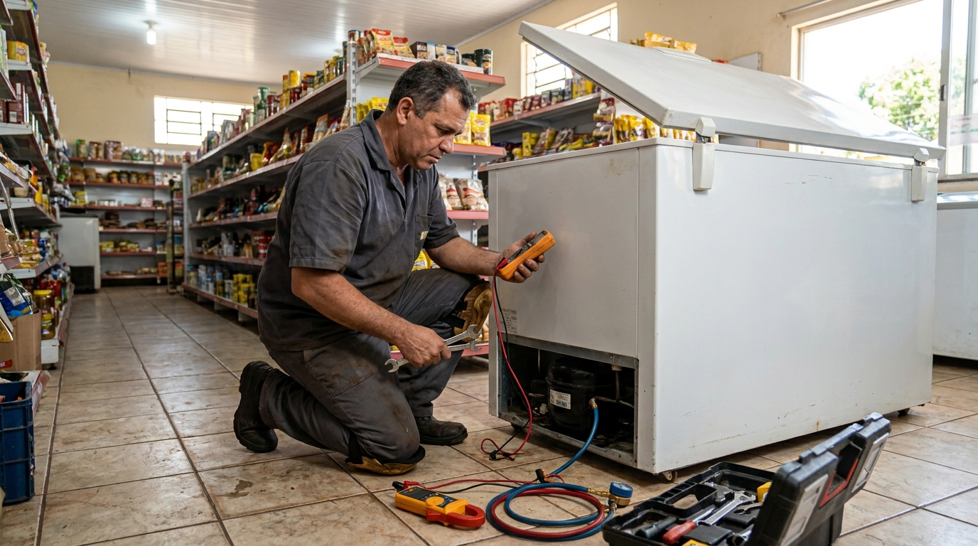 Substituição de termostato de freezer em visita técnica em Cabo Frio‑RJ